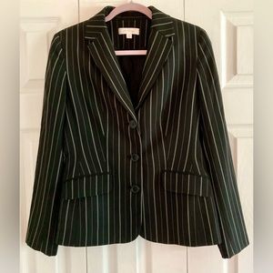 Ann Taylor Factory Black Pinstriped Suit Jacket (Size 4)